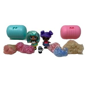 LOL Surprise Hair Changing Dolls Lot of 6 Wigs & 2 Dolls Pink Blue Blonde Purple